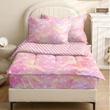 Yadangxiawa Kids Comforter Set,Zipper Bedding Twin for Girls,Pink Cloud Printed Comforter Set with Pink Checkerboard Fitted Sheets and Pillowcases for All Season(Cloud Twin) Yadangxiawa