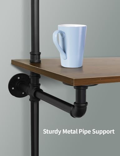 OLDRAINBOW Industrial Pipe Computer Desk with Shelves,Wall Mounted Laptop Desks for Small Spaces,59 inch Bookshelf Narrow Writing Desk with Floating Shelves OLDRAINBOW