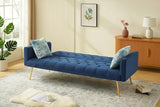 Trygoal Futon Sofa Bed, Convertible Futon Couch with Adjustable Backrest, 68.31” Folding Sofa Bed with 2 Pillows & Metal Legs, Sleeper Loveseat with Armrest for Home Office, Blue Trygoal