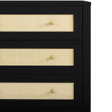 Simmons Kids Theo 3 Drawer Dresser with Changing Top and Interlocking Drawers, Black/Textured Almond Delta Children