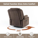 Ketaiyou Rocker Swivel Recliner Chair for Adults, Overstuffed Large Manual Recliner Glider with Massage and Heat, Comfy Soft Fabric Living Room Reclining Sofa Chair (Cocoa1)