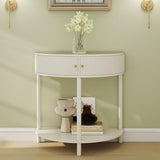 Majnesvon 31.5" Half Moon Console Table, Wood Entryway Table with Storage Drawers, Hallway Console Tables for Entryway, Living Room, Foyer (White) Majnesvon