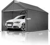 Carport, 10x20ft Heavy Duty Car Port, Portable Garage with Removable Sidewalls & Doors, Carports Canopy Car Shelter with Waterproof Tarp for Car Boat Truck Party (Grey, 10x20 with sidewalls) TANGJEAMER