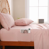 JSD Dusty Pink Queen Sheet Set with Side Pocket Corner Straps, 4 Piece Soft Microfiber Bed Sheets Extra Deep Pocket JSD