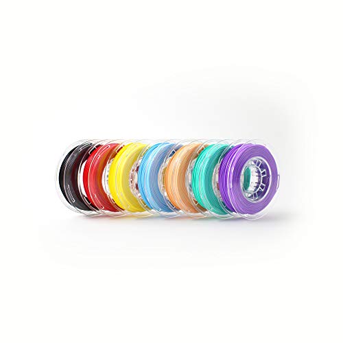 Toybox 7 Pack PLA 3D Deluxe Printer Filament, Dimensional Accuracy +/- 0.02 mm, 0.23kg Spool (0.26 lbs),1.75mm, Grape Purple, Cherry Red, Sesame Black, Mint, Peach, Lemon Yellow, Cotton Candy Blue