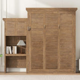 Merax Queen Size Murphy Bed with Storage, Solid Wood Hidden Wall Bed Frame with Cabinets, Farmhouse Murphy Bed Fame, Can Be Folded into a Cabinet, No Box Spring Needed, Wood Color Merax