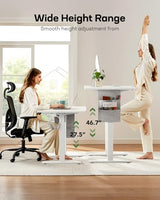 Marsail Standing Desk Adjustable Height,48"*28" Electric Standing White Deskwith Storage Bag,Sit Stand up Deskfor Home Office Writing Computer Table,4 Memory Preset with Headphone Hook,Cable Manager Marsail