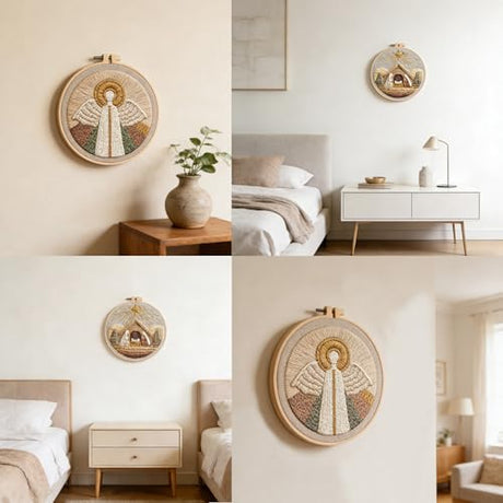 Myfelicity Embroidery kit,Handmade Nativity Scene Embroidery Hoop Art Set, Religious Christmas Theme, 3-Piece Collection with Angels and Manger Scene in Natural Earth Tones (60035-60037-60038) Myfelicity