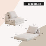 Lumbershed Folding Sofa Bed, 3-in-1 Convertible Sleeper Chair Bed with Pillows, Foldable Floor Couch with High-Density Foam, Futon Small Boneless Couch for Living Room Bedroom Lounge, Single, White Lumbershed