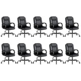 ZZH Executive Office Chair, Leather Desk Computer Chair with Armrests, Mid-Back Swivel Adjustable for Home Office, 10PC, Black ZZH