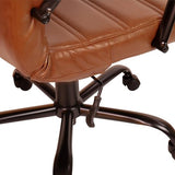 Flash Furniture Whitney Mid-Back Desk Chair - Brown LeatherSoft Executive Swivel Office Chair with Black Frame - Swivel Arm Chair Flash Furniture