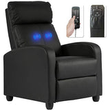 BestMassage | Recliner Chair | with 2 Point Massage Function | Black | with Lumbar Support, Adjustable Push Back, Wide Armrests, Footrest & Padded Seat | Easy Assembly | for Living Room, Home Theatre BestMassage