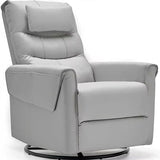 AIRSKY Leather Recliner Chair, Top Grain Leather, Italian Water-Washing Process, Movable Headrest,Recliner Chairs for Adults, Nursery Rocking Chairs,Swivel Rocker Recliner, Living Room Chair,Grey,R3