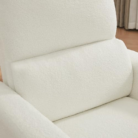 AEMEIOS Swivel Rocker Recliner, Oversized Boucle Glider Recliner Nursery, Manual Swivel Rocking Reclining Chairs with Removable Cushion and Lumbar Support for Nursery Living Room Bedroom, Teddy White AEMEIOS