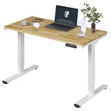 FlexiSpot E6 Solid Wood 3-Stage Dual Motor 48 x 24 Electric Standing Desk, Holds 220 lbs, Adjustable Height w/ Memory Presets, Butcher Block Rubberwood Desktop & White Frame, Ships in 2 Boxes FLEXISPOT