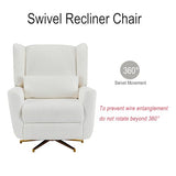 Christopher Knight Home Dolia Boucle Fabric Upholstered 360° Swivel Chair, Push-Back Power Recliner Chair, Iron Recliner Sofa with Rotation, Living Room Lounge Sofa, Adjustable Backrest, Beige+Gold Christopher Knight Home