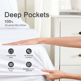Hotella 100% Microfiber Ultra Soft 60"x80" Queen Size Fitted Sheet Only, Up to 14 inch Deep Pocket Bottom Sheet, Stay in Place Hotel Bedding Matress Protector, Machine Washable, Non-Fade, White Hotella