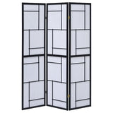 Coaster Home Furnishings - Damis - Solid Wood - 70-Inch 3-Panel Room Divider Folding Shoji Screen with White Paper Panels and Geometric Design - Living Room & Bedroom - Black and White - 900102 Coaster Fine Furniture