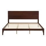 Merax King Size Bamboo Platform Bed, Mid-Century Modern Bed Frame with Tall Headboard, Solid Sustainable Bedframe King-Size, Wood Slat Support, No Box Spring Needed, Easy Assembly, Espresso Merax