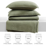 WRENSONGE King Size Quilt-3 Pieces Lightweight Bedspreads Olive Green King Quilt Bedding Set for All Seasons, Soft Summer Coverlet with 2 Pillow Shams Suitable for Bed, Couch, Quilt Blanket WRENSONGE