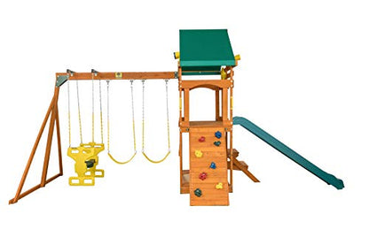 Sky View Cedar Backyard Playset | W: 17'10" D: 9'4" H: 9'9" | w/2-Person Glider & 2 Belt Swings | Binoculars, Steering Wheel & Telescope | Kids Age 3-12 | ASTM Standards | 10-Year Warranty on - WoodArtSupply