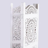 Lightnpro 4-Panel Wooden Room Divider 48 × 64 Inch Antique White Finish - Hand-Carved Oval Folding Privacy Screen, Pre-Assembled Decorative Partition for Living Room, Bedroom & Home Office Light & Pro