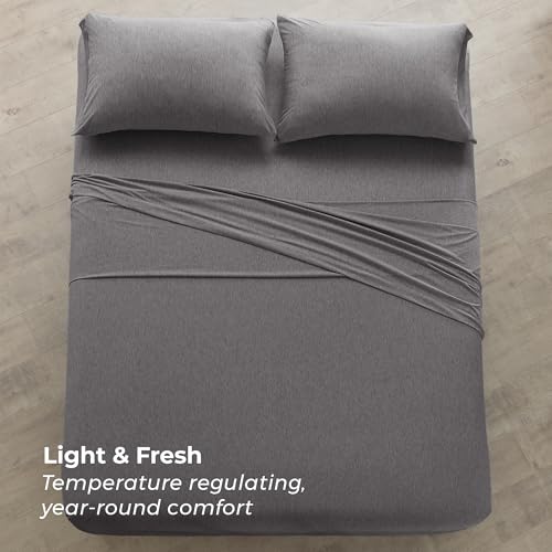 Pure Bedding Bed Sheets - Full Sheet Set [6-Piece, Heather Dark Grey] - Hotel Luxury 1800 Brushed Microfiber - Soft and Breathable - Deep Pocket Fitted Sheet, Flat Sheet, Pillow Cases Pure Bedding