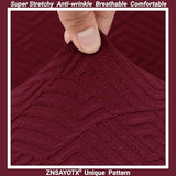 ZNSAYOTX Stretch Fit Futon Cover (67"-82") Armless Futon Sofa Bed Slipcover with Elastic Band, Universal Foldable Sofa Mattress Protector Full Queen Size, Washable Comfort Jacquard (Wine Red) ZNSAYOTX