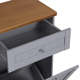 TOLEAD Tilt Out Trash Cabinet,Antique-style Beadboard Kitchen Island with Solid Wood Tabletop & Drawer, Pet Proof Trash Can, Wood Laundry Cabinet (Grey) TOLEAD