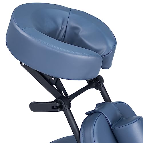 Professional Portable and Lightweight Tattoo/Massage Chair by Master Massage - Folding Aluminum Frame with Adjustable Features and Wheeled Carrying Case, Blue Master Massage Equipment