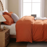 JSD Burnt Orange Duvet Cover Set Twin Size, 2 Piece Microfiber Kids Duvet Cover with Pillow Sham, Zipper Closure, Comforter Not Included JSD