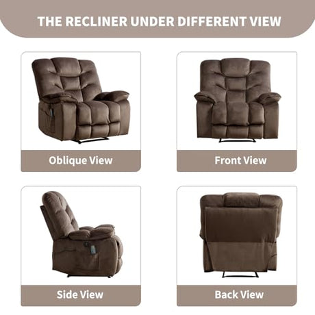 HAOMARKETS Oversized Power Recliner Chair with Massage and Heat, 41" Wide Electric Reclining Chairs with USB Port, Breathable Fabric Overstuffed Reclining Sofa for Living Room Bedroom (No Lift) HAOMARKETS