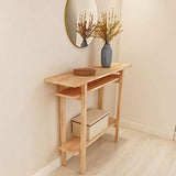 WoodShine Mid Century Modern Solid Wood Console Table, 3-Tier Entryway Table with Shelves Storage, Accent Long Sofa Table, Natural(42inx12inx35in) WoodShine