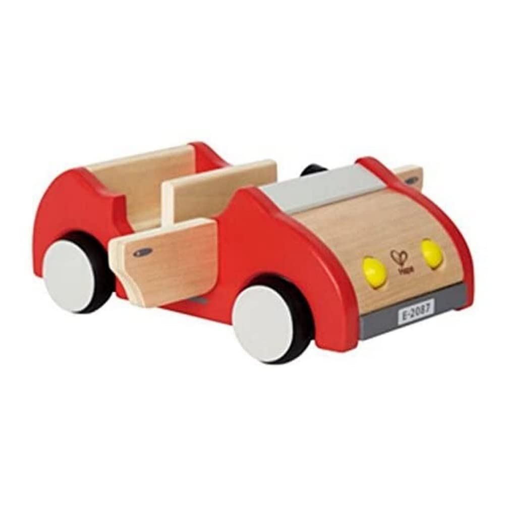 Hape Dollhouse Family Car | Wooden Dolls House Car Toy, Push Vehicle Accessory for Complete Doll House Furniture Set Red, L: 8.9, W: 3.5, H: 5.1 inch Hape
