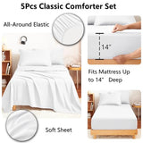 CozyLux Twin Comforter Set with Sheets White - 5 Pieces Bed in a Bag Twin, All Season Bed Set for Girls and Boys, Bedding Set with Down Alternative Comforter, Sheets, Pillowcase & Sham CozyLux