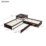 Harper & Bright Designs L-Shaped Platform Bed Frame with Trundle and Drawers Linked with Built-in Desk for Kids Boys Girls, Twin, Espresso Harper & Bright Designs