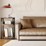 Fixwal 3-Tier Record Player Stand, Dedicated Side Table with Open Storage, for Living Room & Bedroom, Rustic Brown Fixwal