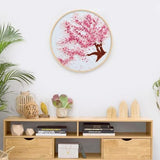 Arte Vita Embroidery Starter Kit Pink Pattern Full Range DIY Beginner Hand Stitch Set Including Stamped Cloth, Bamboo Hoop, Color Threads, Needles, Nature Cherry Blosson Tree