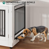 YITAHOME 39" Dog Crate Furniture, Wooden Side End Table with Adjustable Feet and Removable Bowls, Dog Kennel Indoor for Medium Large Dogs YITAHOME