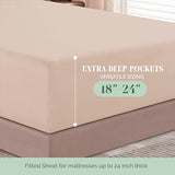 Elegant Comfort 1500 Premium Hotel Quality 18-24 Inches Deep - Extra Deep Pocket Single Fitted Sheet for High Mattress, Luxury and Softest, Smart Pocket - Wrinkle Free, King, Cream Elegant Comfort
