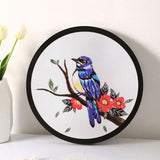Esffaci Embroidery Starter Kit for Adult Beginners - Blue Bird Flowers Pattern with Cloth Hoop, Needle, Threader, Floss and Instructions