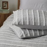 Ranunculus Tufted Stripes King Duvet Cover Set, Fluffy Washed Microfiber Grey Duvet Cover King Size with Button Closure & 2 Pillow Shams for All Seasons, Comforter Not Included (Grey Check,104"x90") Ranunculus
