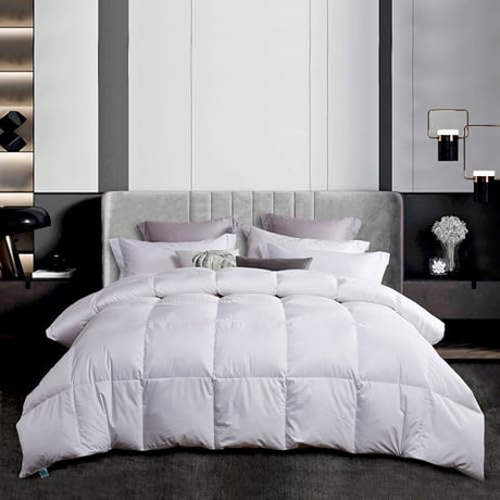 Martha Stewart White Down Feather Comforter Twin Size - 600 Fill Power 100% Cotton Down Duvet Insert, Made in USA, All Season Medium Warmth Comforter with Corner Loops - 68" x 90" Martha Stewart