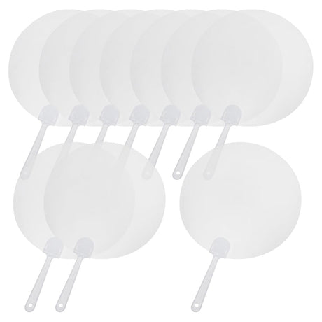 GSHLLO 10 Pcs Plastic Round Handheld Fan Blank Hand Craft Fans Clear Sublimation Fans Handheld Painting Crafting Fans Chinese Style Hand Fans for DIY Crafts GSHLLO
