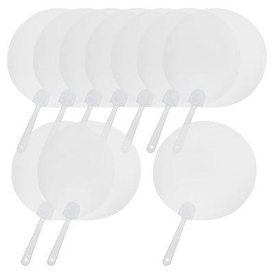 GSHLLO 10 Pcs Plastic Round Handheld Fan Blank Hand Craft Fans Clear Sublimation Fans Handheld Painting Crafting Fans Chinese Style Hand Fans for DIY Crafts