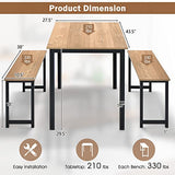 Giantex Dining Table Set for 4, Industrial Kitchen Table Set w/ 2 Benches, Space-Saving Dinette Set for Breakfast Nook, Dining Room, Kitchen, Easy Assembly (Natural) Giantex