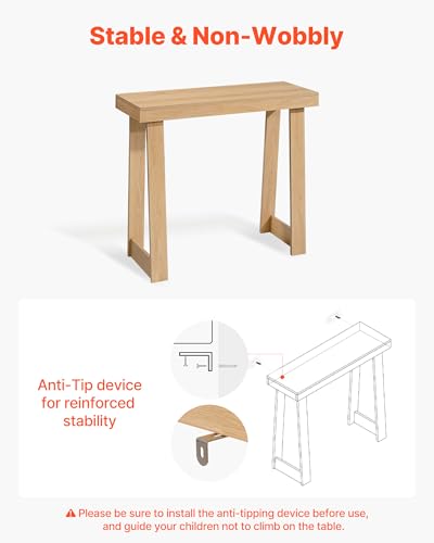 VEVOR 36 in Console Table, Modern Desk Behind The Couch, Wooden Rectangle Entrance Desk, Narrow Long Sofa Table Accent Stand, Ideal for Hallway, Bedroom, Living Room, Foyer, Easy Assembly, Natural VEVOR