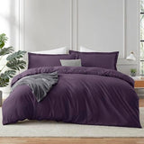 Hearth & Harbor Purple Duvet Cover King Size - 3 Piece Soft Double Brushed Bedding Set - Includes 1 King Duvet Cover with Button Closure 104x90 inches and 2 Pillow Shams Hearth & Harbor