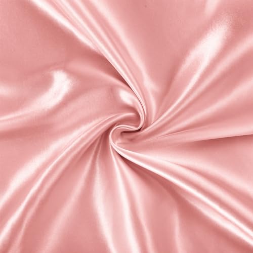 SiinvdaBZX 3-Piece Set Satin Twin Fitted Sheet & 2 Pillowcase, Blush Pink Silky Soft Fitted Bottom Sheet, Wrinkle Free, Fade Resistant, Deep Pocket Bed Sheet (Deep Up to 15") SiinvdaBZX
