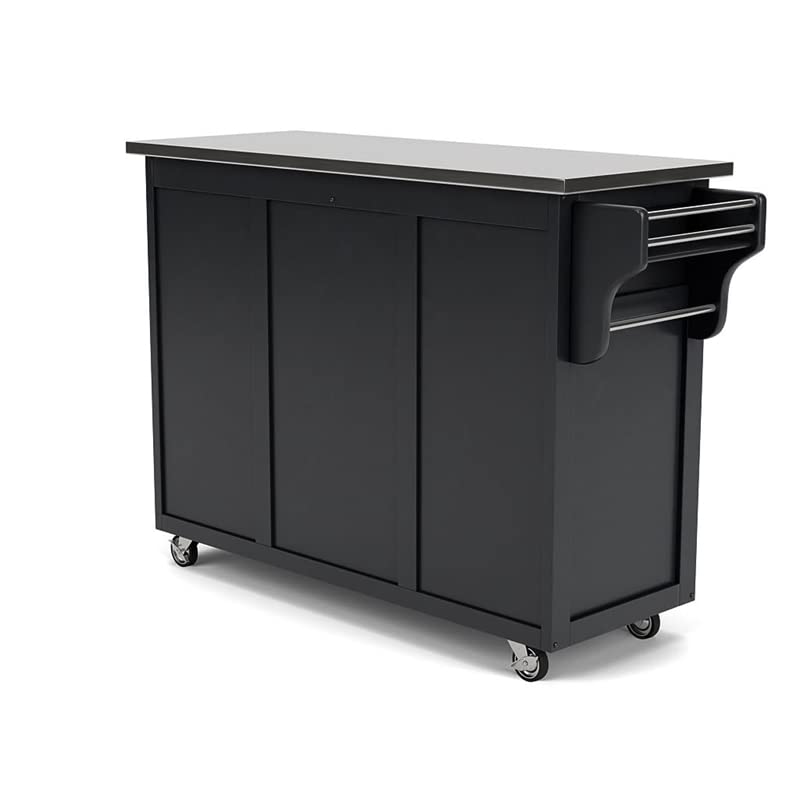 Pemberly Row Traditional Styled Wood Kitchen Cart in Black Finish Pemberly Row